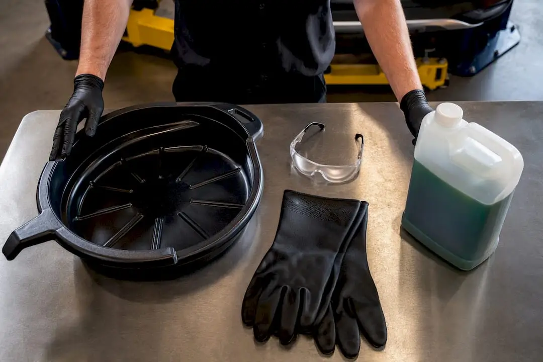 Coolant drain pan and safety equipment