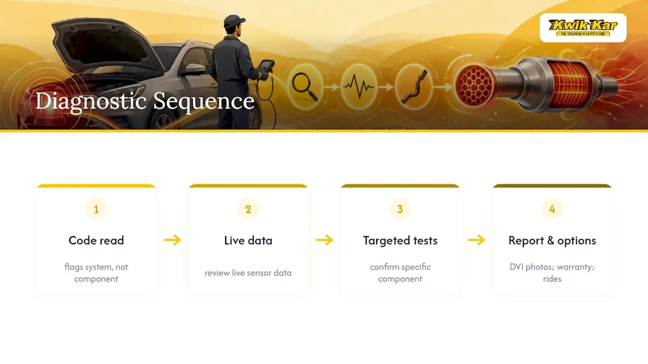 Diagnostic workflow from code read to targeted testing