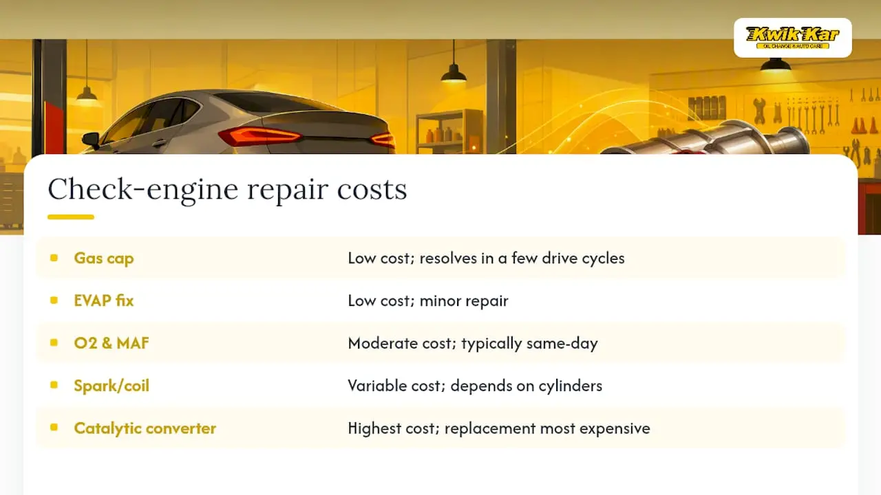 How Much Do Check Engine Light Repairs Cost? — overview diagram