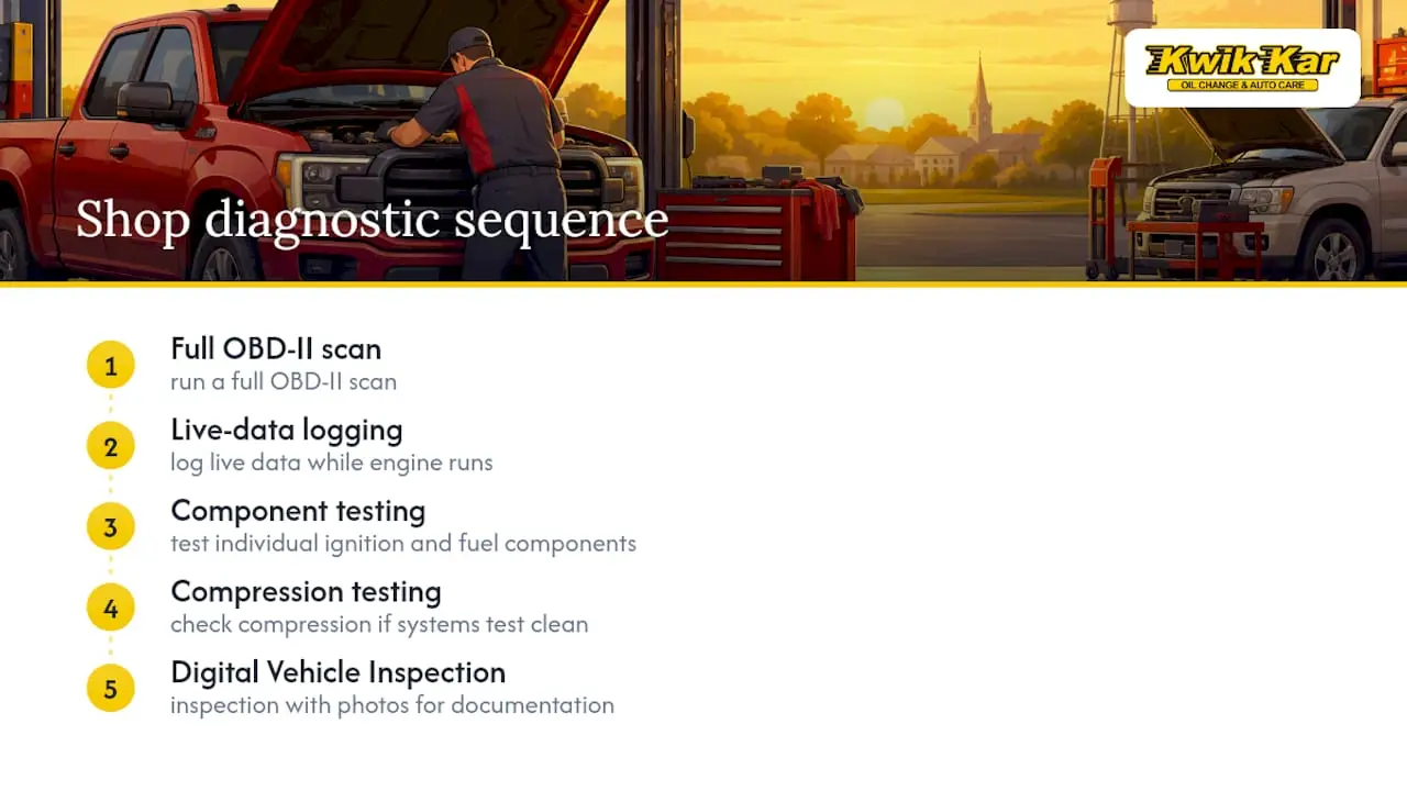 Four-step professional engine diagnosis process