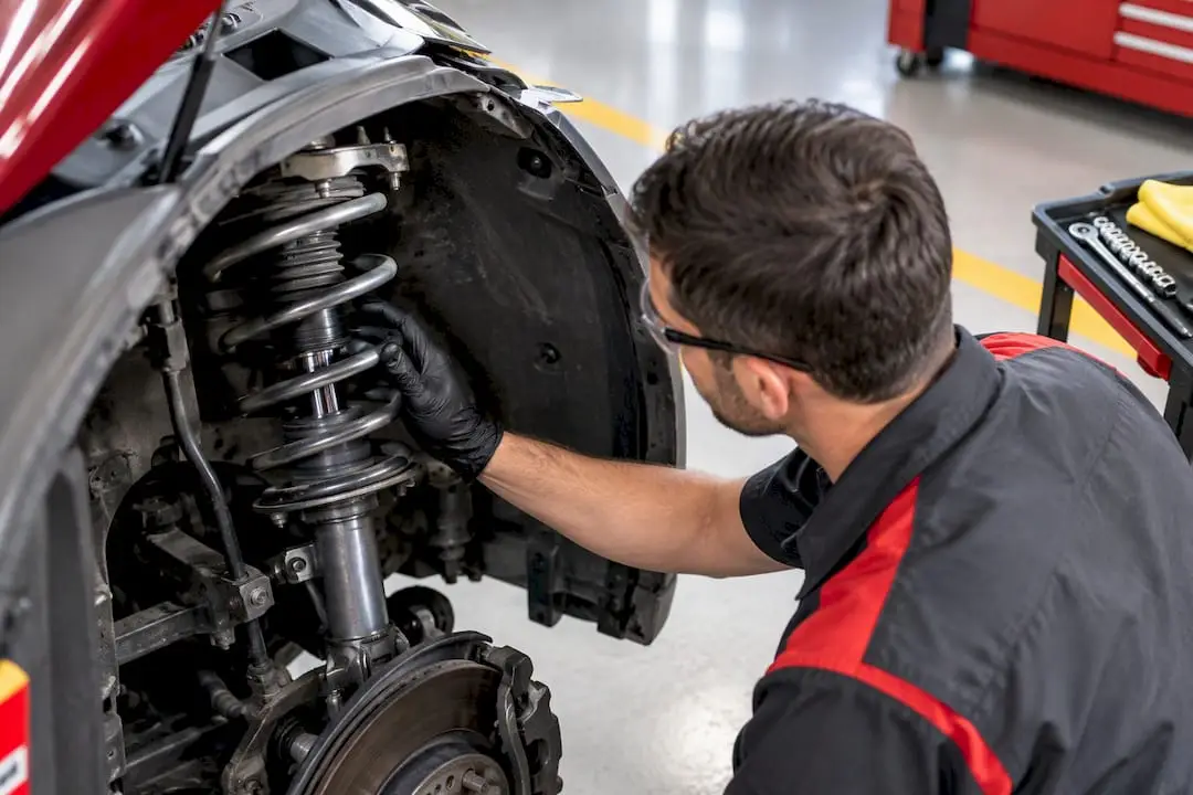 Coil spring wrapped around front strut